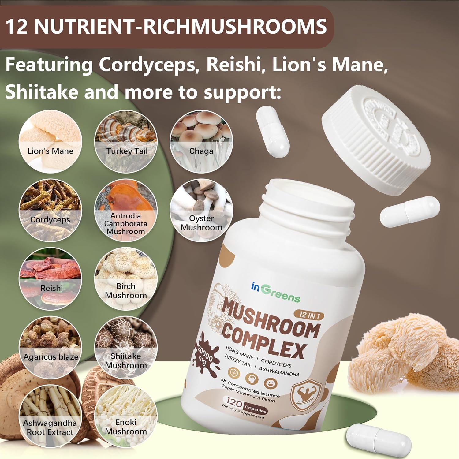 Mushroom Complex 12 in 1 20.000 mg 120 Kapsül