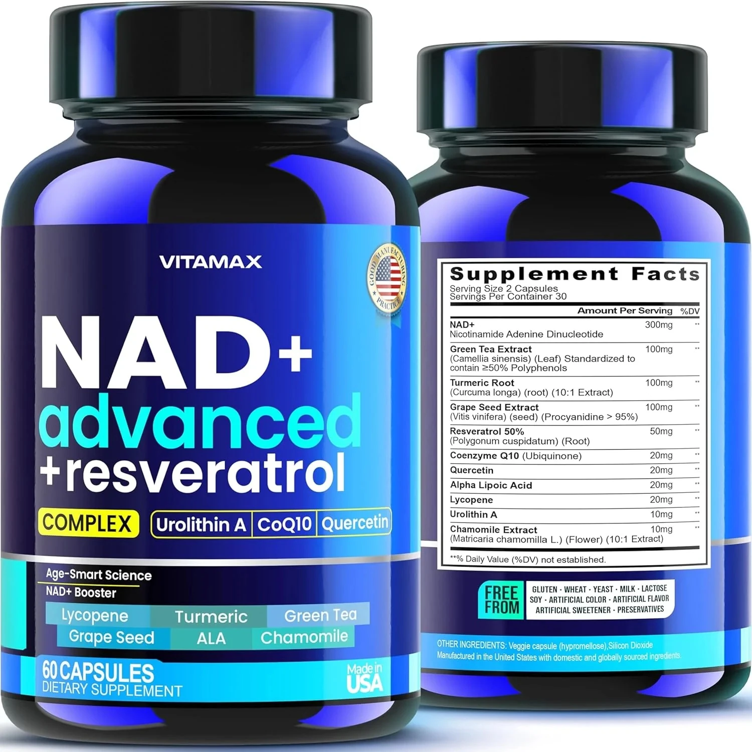 NAD+ Advanced + Resveratrol Complex Urolithin A, coq10, quercetin 60 Kapsül