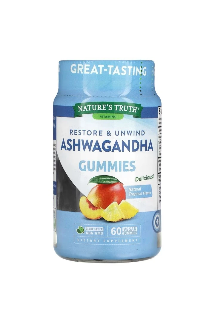 Ashwagandha, Doğal Tropikal Aromalı, 60 Tablet Yumuşak