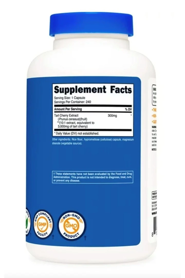 Tart Cherry Extract 3000mg, 240 Vegetarian Capsules - Gluten Free, Non-gmo. Usa 3532