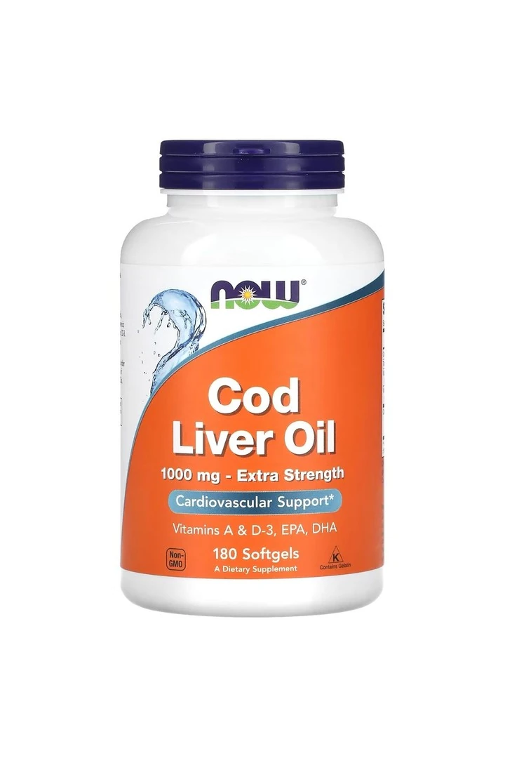 Cod Liver Oil 1000 mg 180 Capsules - Vitmins A & D-3 , EPA , DHA