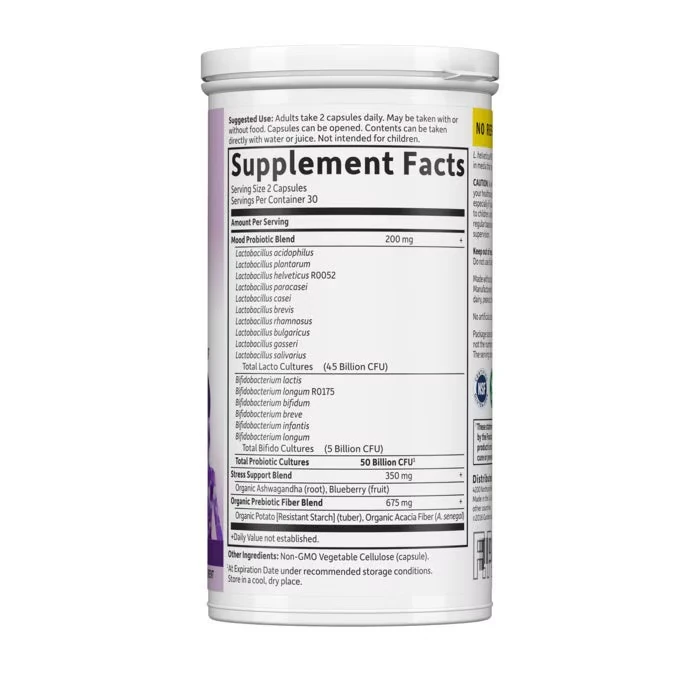 Probiotics Mood+ Digestive + Immune system Dr Formulated 50 billion - for Stress 60 Kapsül