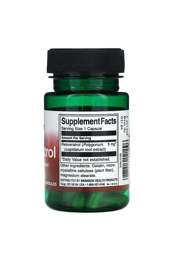 Resveratrol, 5 mg, 60 Kapsül usa menşei