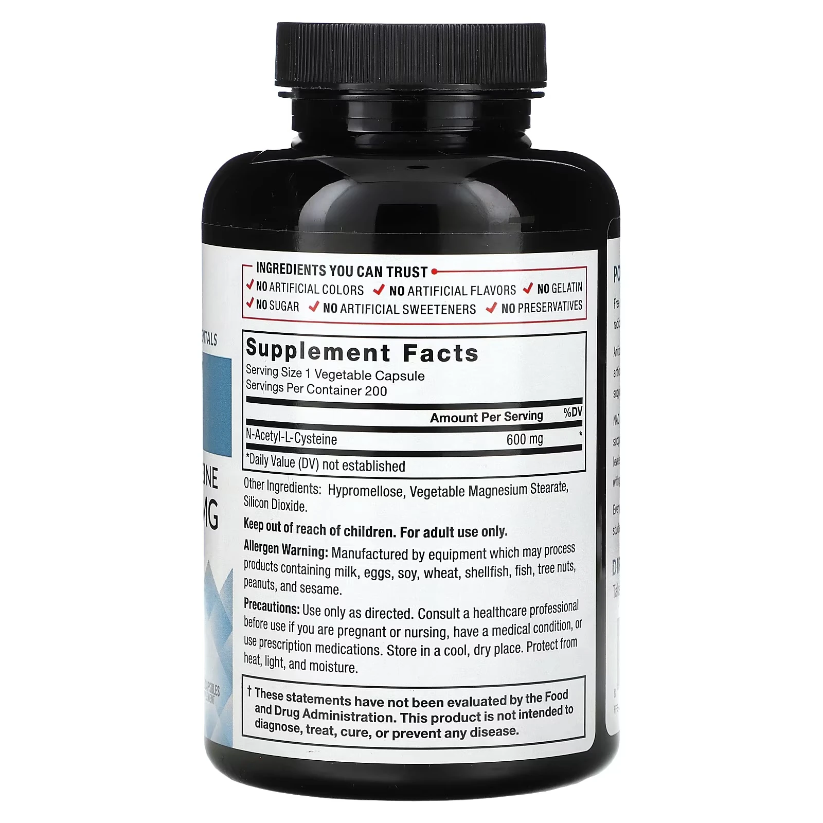 N-Acetyl Cysteine 600 mg 200 Kapsül ( ımmunity,cellular health & antioxidant levels )