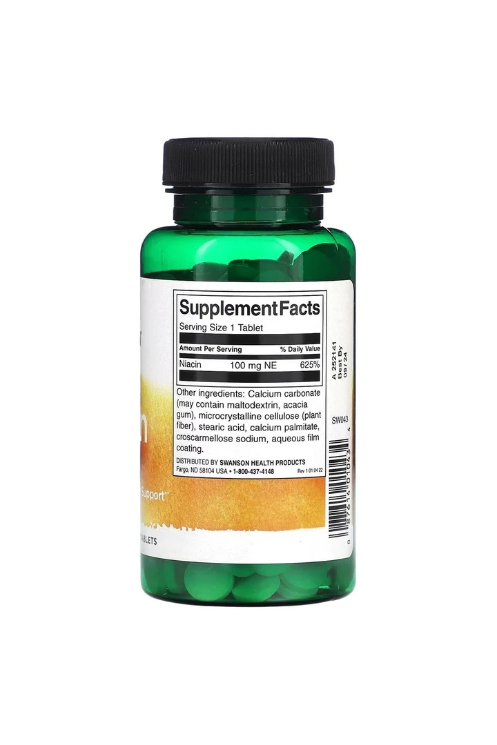 Niacin, 100 mg, 250 Tablet.usa menşei.dmmedicine'den