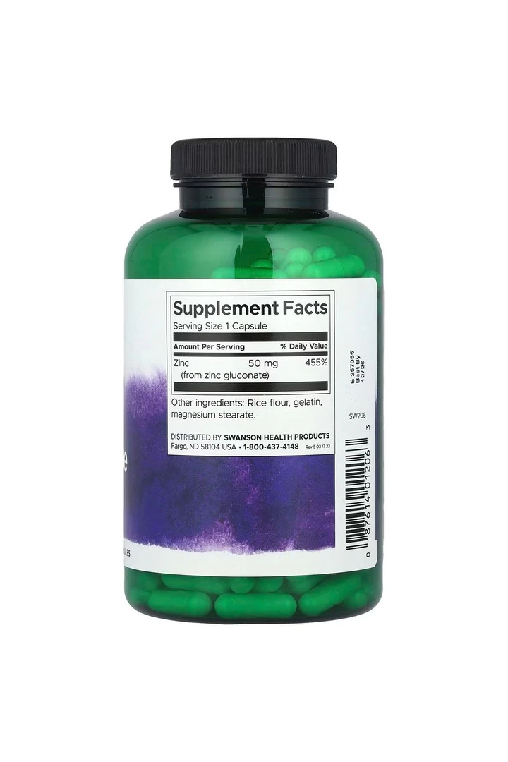 Zinc Glukonat, 50 mg, 250 Kapsül. usa menşei.dmmedicine'den