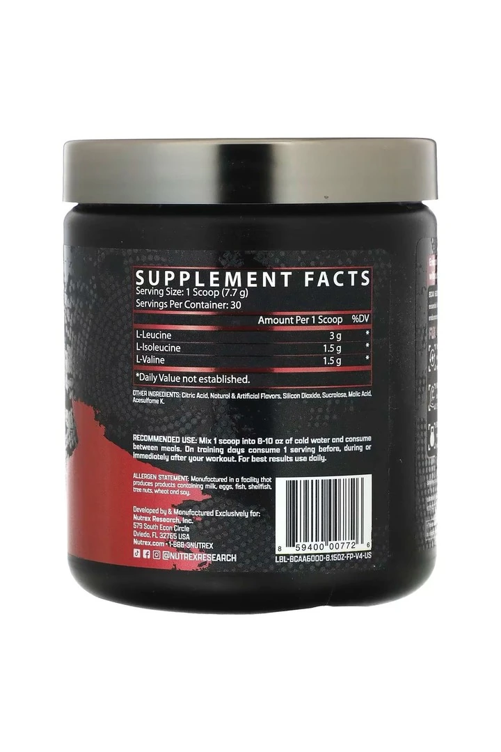 BCAA 6000, Recovery, Meyve Yumruğu, 8,15 oz (231 g)