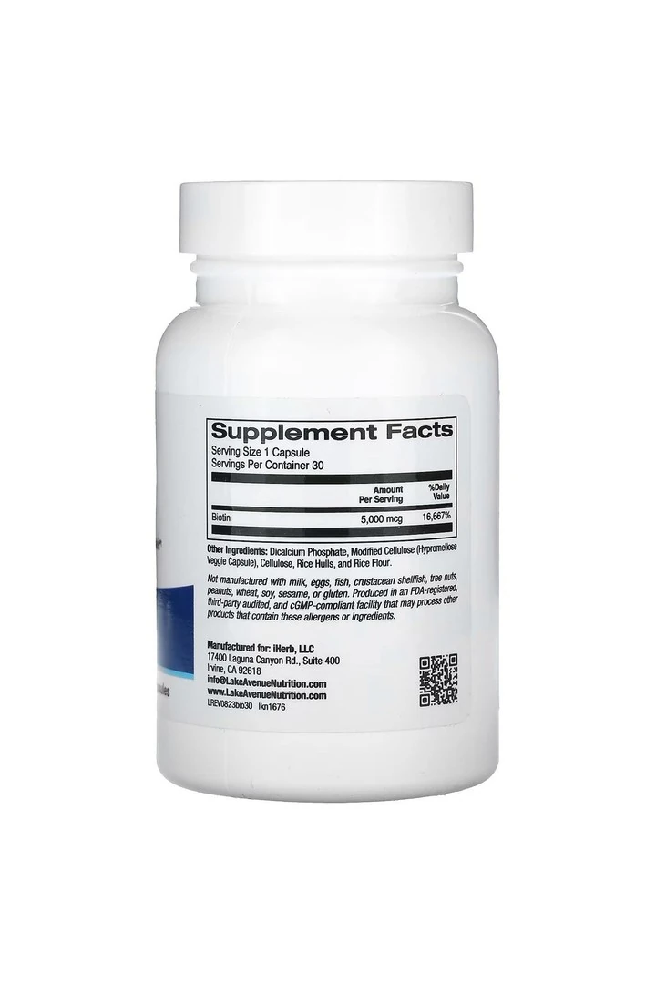 Lake Avenue Nutrition, Bioti.n 5.000 Mcg 30 veggie Kapsül