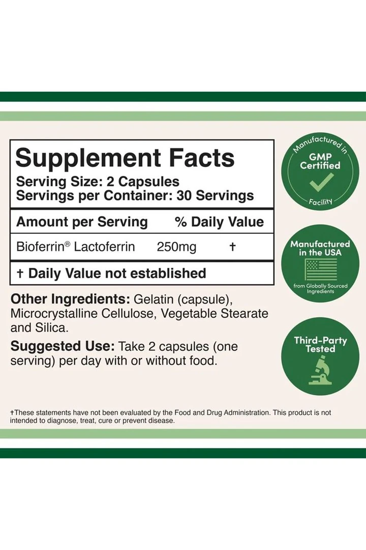 Lactoferrin 250 mg 60 veg. Kapsül.usa vers.