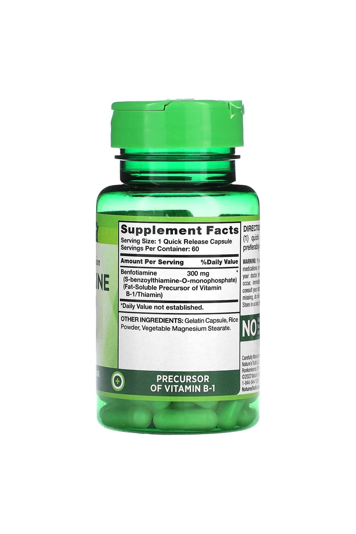 Nature's Truth, Benfotiamine, 300 mg, 60 Quick Release Capsules
