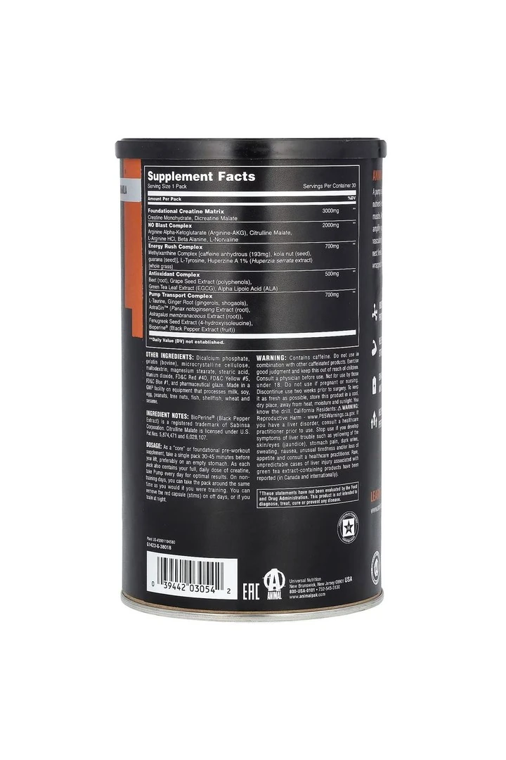 Nutrition Animal Pump Pre Workout Pump 30 Paket USA version