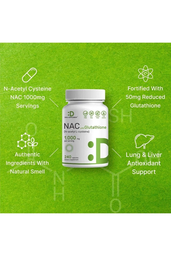 NA.C Supplement (N-Acetyl Cysteine) with Reduced Glutathione, 240 Capsules