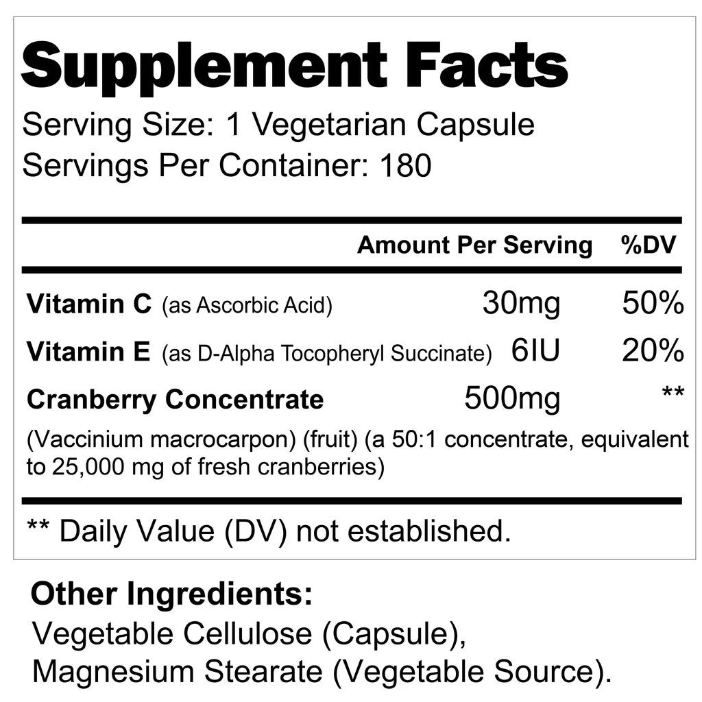 Cranberry 500 mg 180 Kapsül