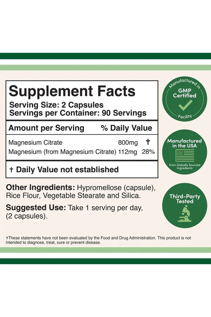 Magnesium Citrate 800 mg 180 Dietary supplement