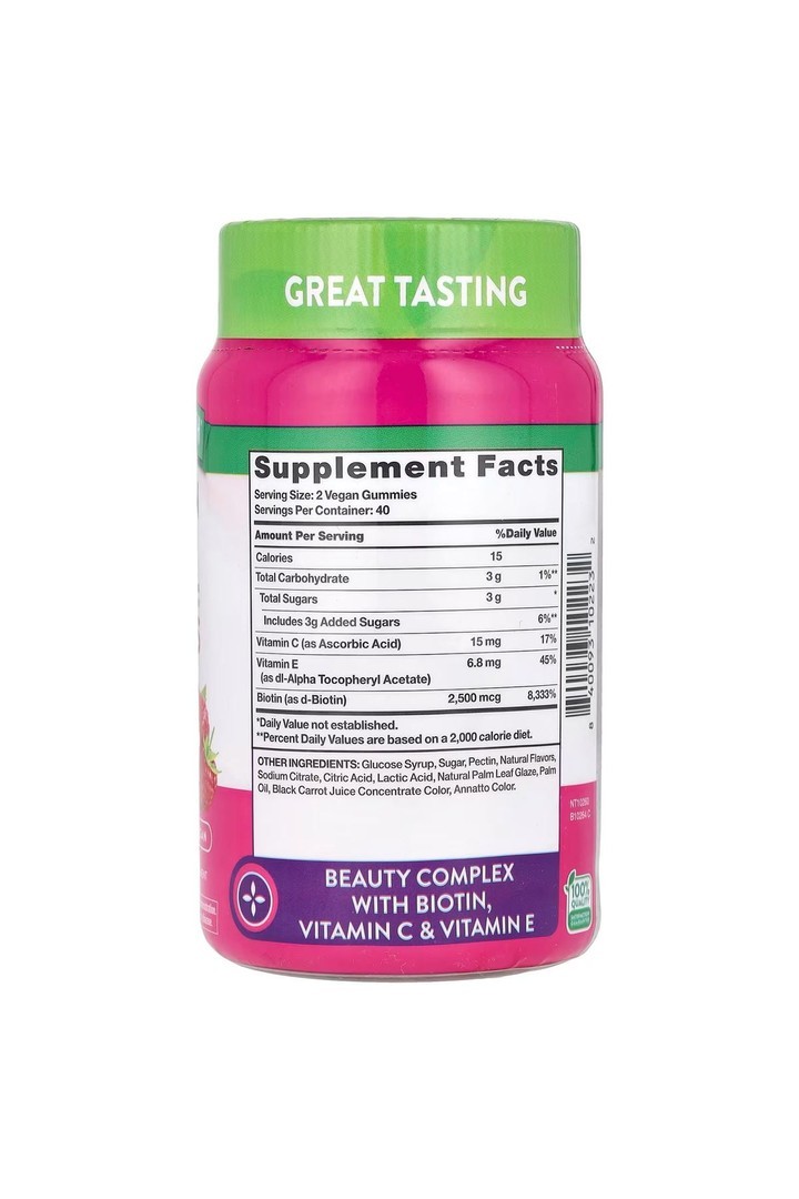 Hair Skin Nails Saç, Cilt ve Tırnaklar, Doğal Meyve, 2.500 mcg, 80 Tablet