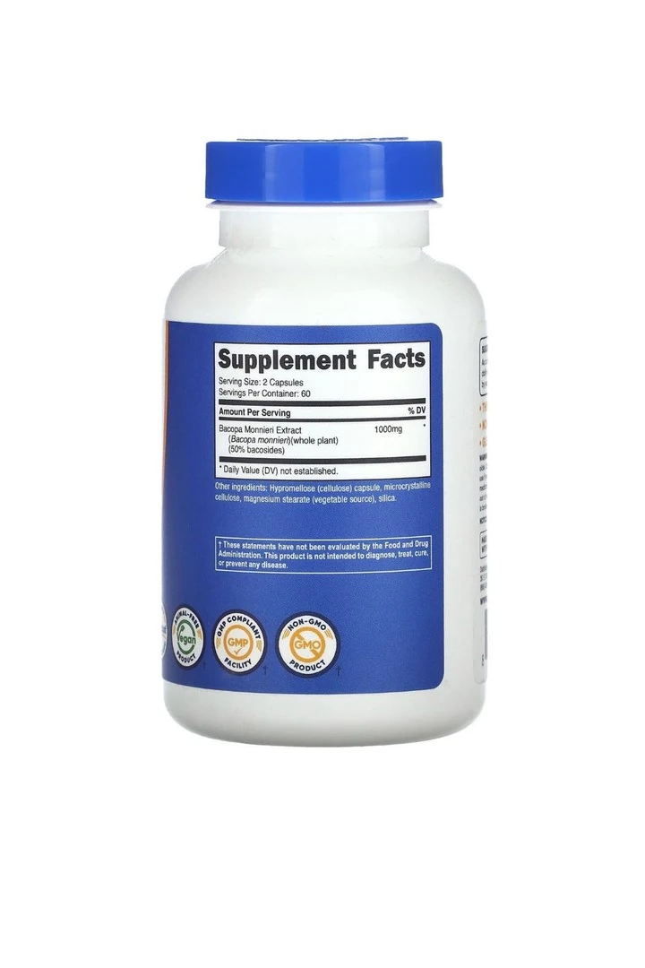 Nutricost Bacopa Monnieri 1000 Mg 120 Kapsül.usa menşei.dmmedicine'den