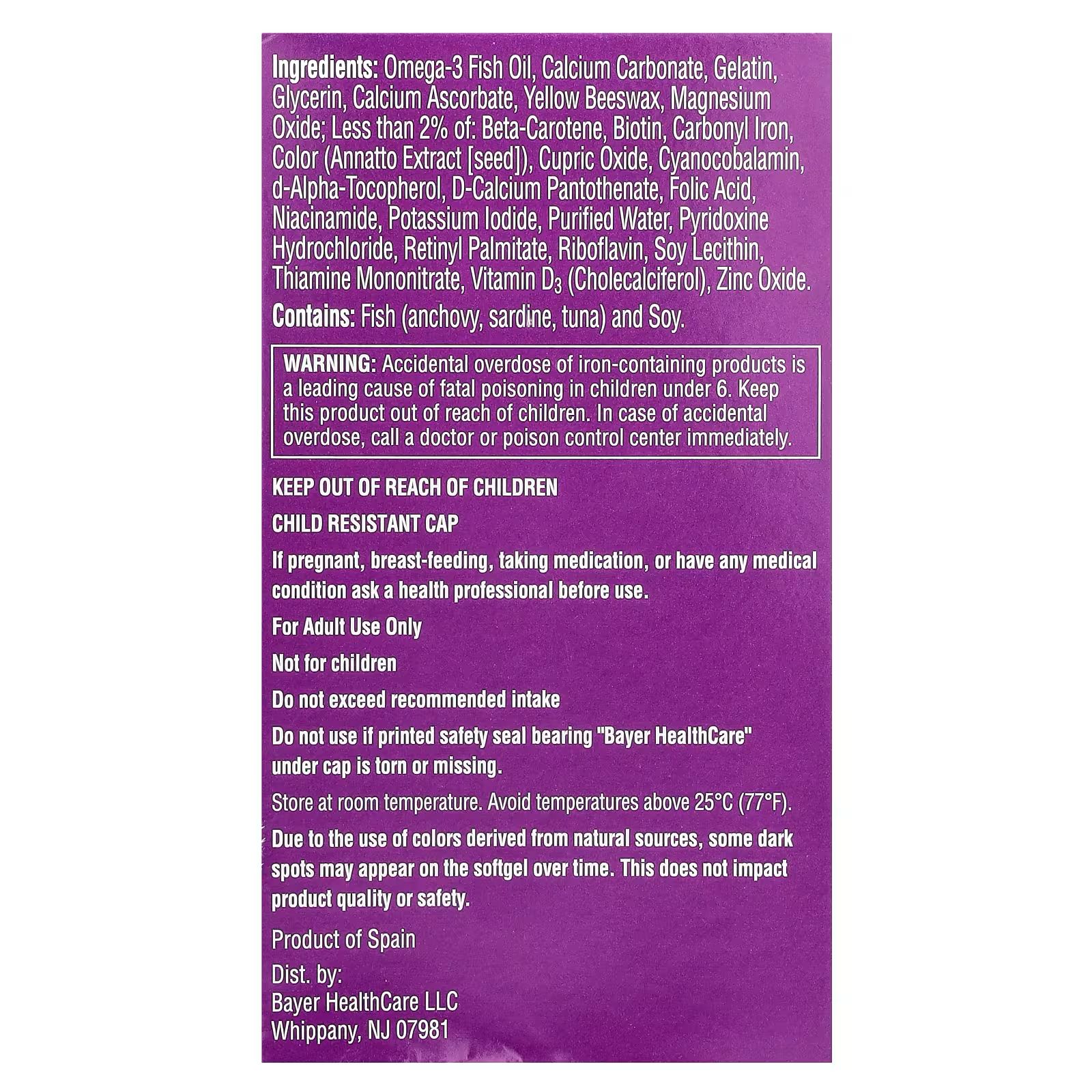 Women's Prenatal 1 Multivitamin including Vitamin A, Vitamin C, Vitamin D, B6, B12, Iron, Omega-3 DHA & more - Supplement for Before, During, & Post Pregnancy, Red, 30 Count (Pack of 1) (Packaging May Vary)