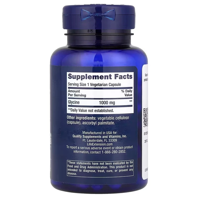 Glycine 1000 mg 100 Kapsül -Amino Acid for Healty Sleep