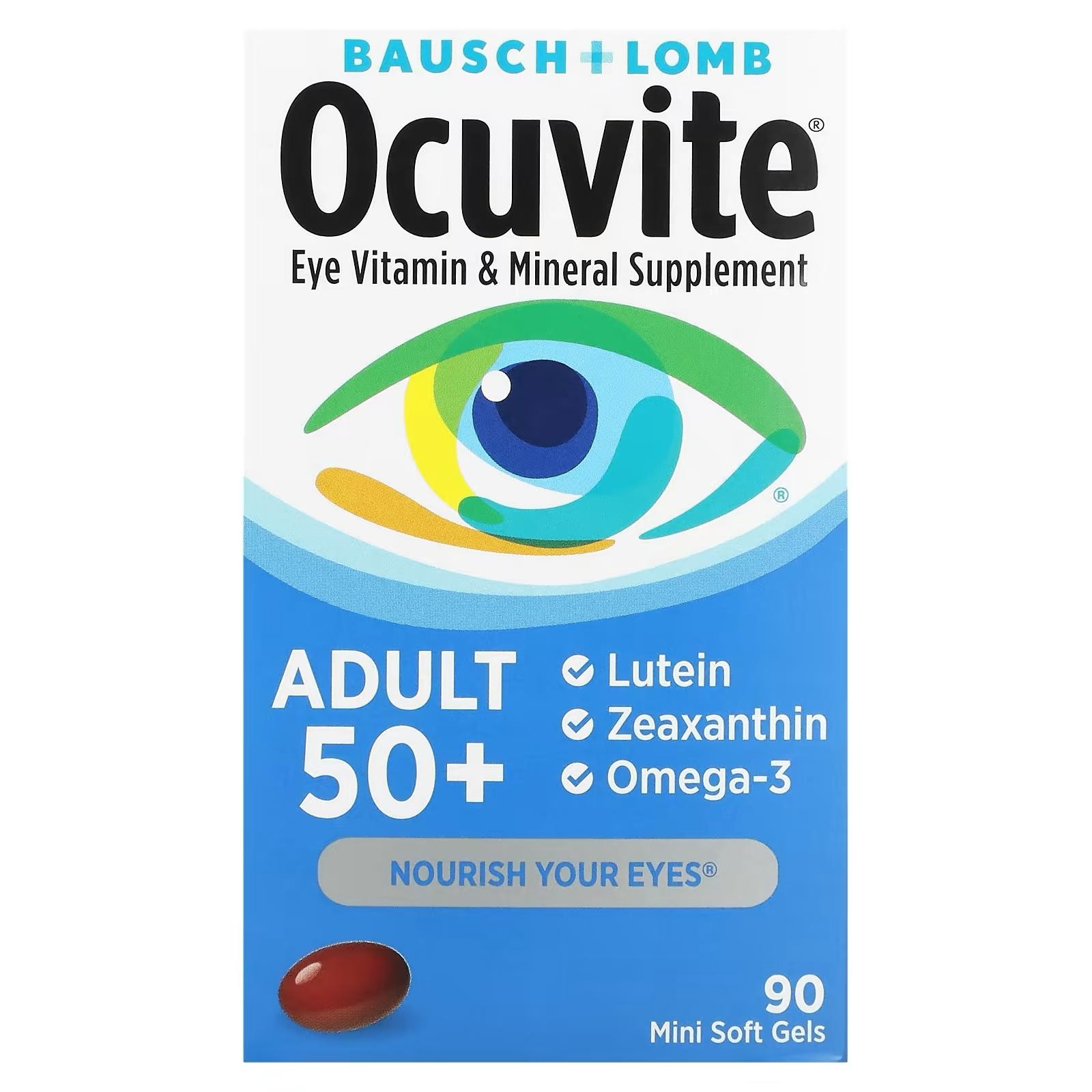 Eye Vitamin & Mineral Supplement, Contains Zinc, Vitamins C, E, Omega 3, Lutein, & Zeaxanthin, 90 Softgels (Packaging May Vary)