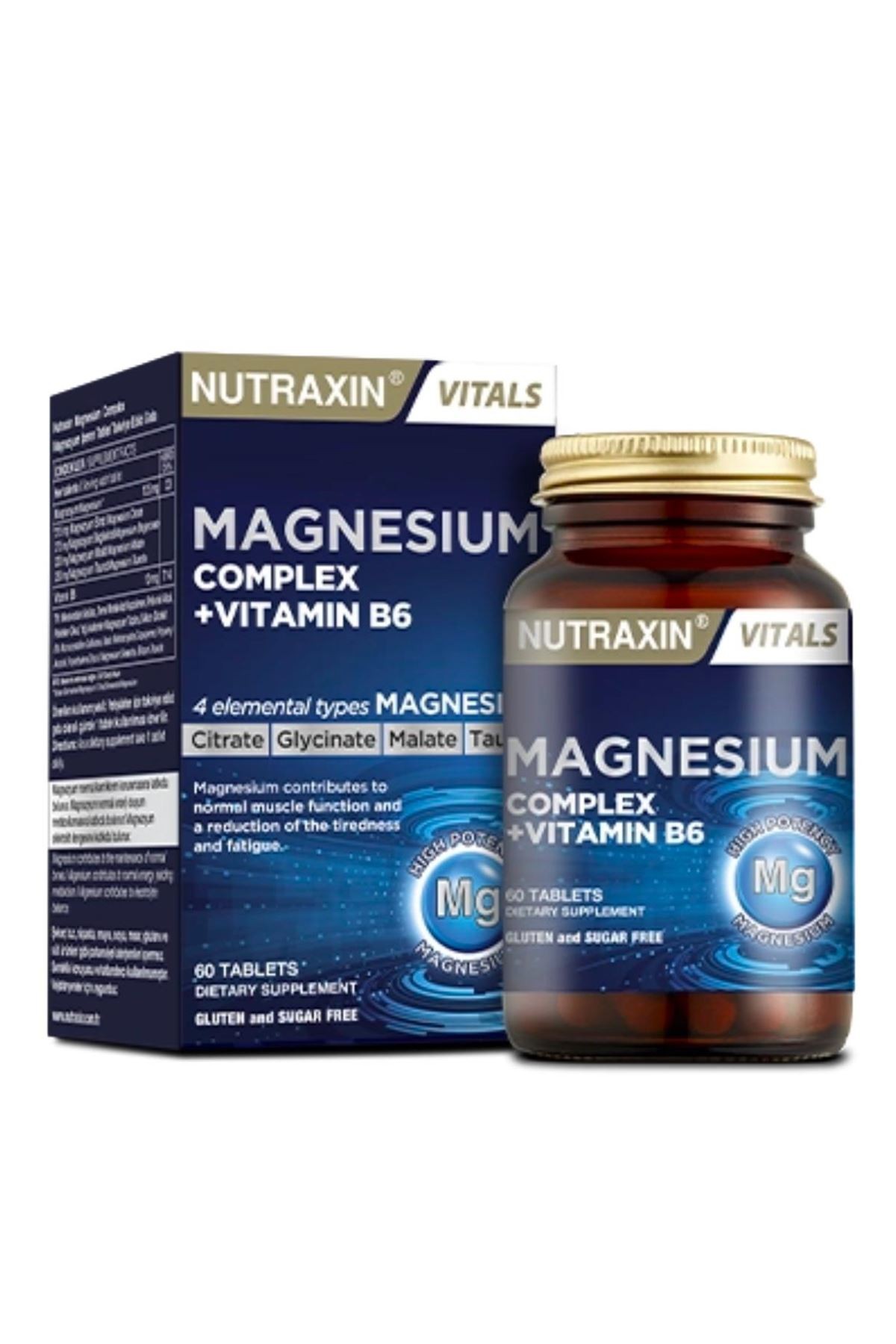 Nutraxin Magnezyum Complex 60 Tablet 125 Mg - Bisiglinat - Taurat - Malat - Sitrat - B6