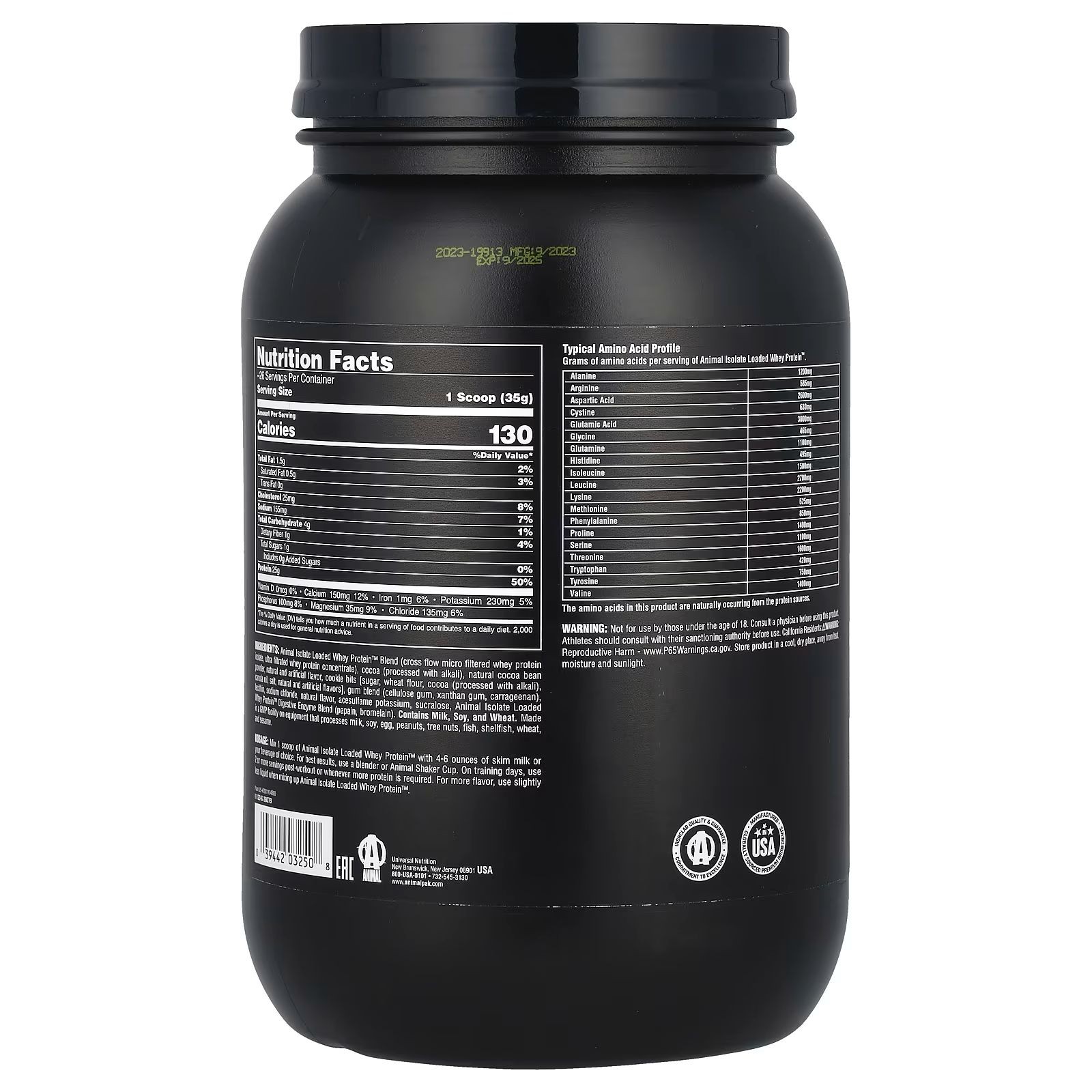 Animal Isolate loaded whey protein 907 gr- usa menş.