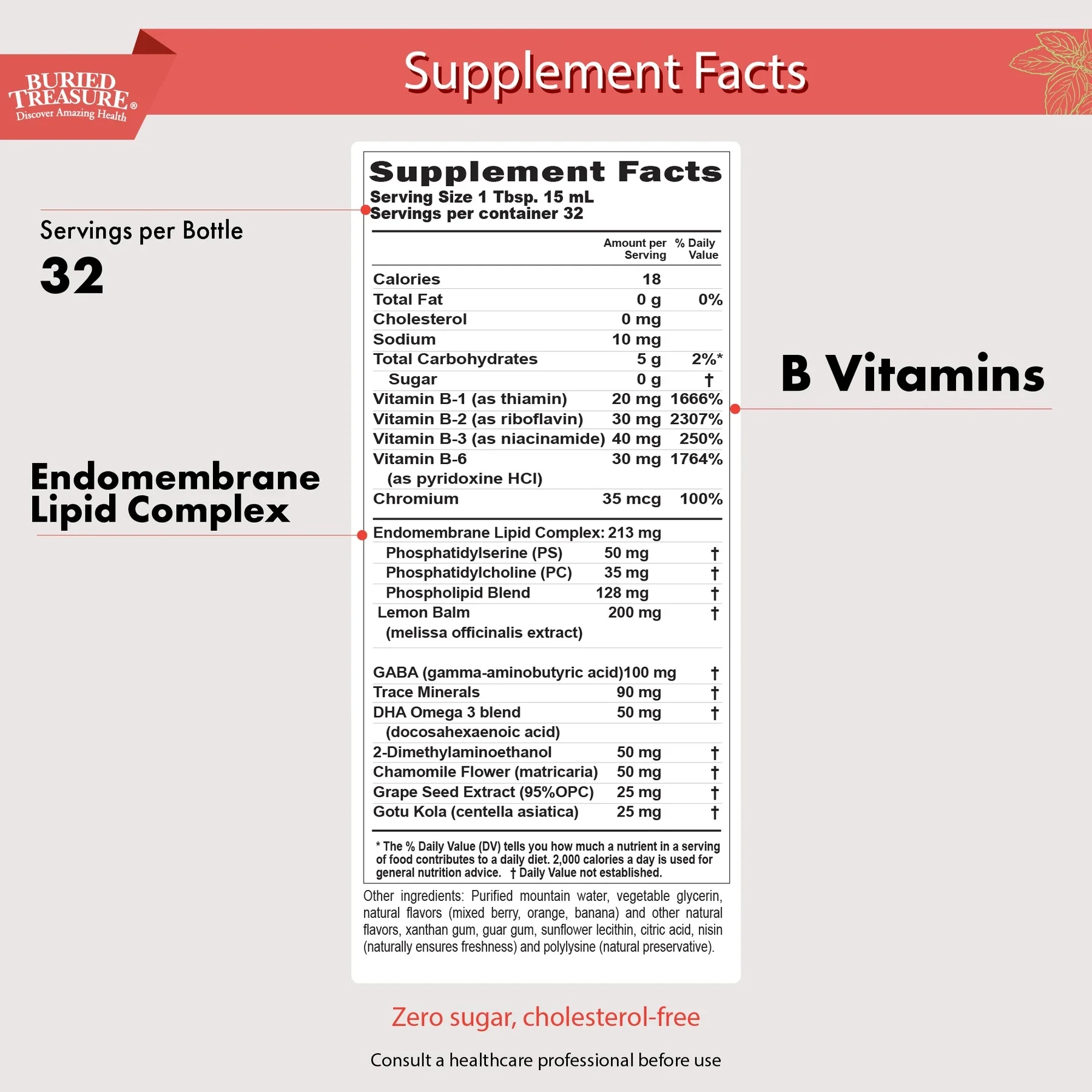 Added Attention - Phosphatidylserine and Phosphatidylcholine GABA DHA B and Herbal Blend - 496 ml