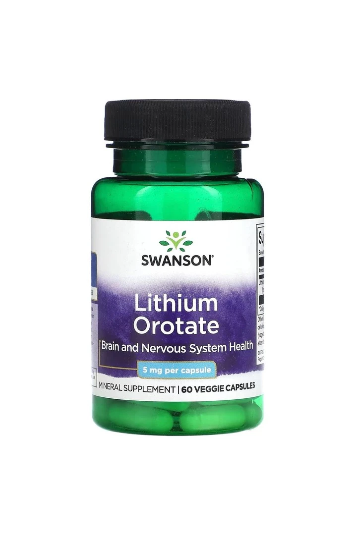Lityum Orotat, 5 mg, 60 veg.Kapsül.usa menşei.dmmedicine'den