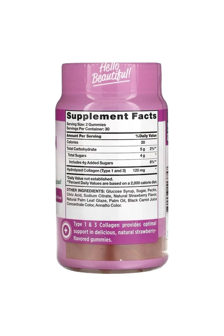 Nature's Truth, Beauty Collagen Gummies, Types 1 + 3, Natural Strawberry, 60 Gummies