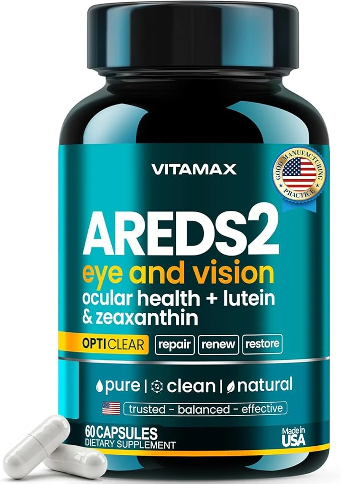 AREDS 2 Eye Vitamins - Lutein, Zeaxanthin, Bilberry, Astaxanthin Mineral Vision 60 Kapsül