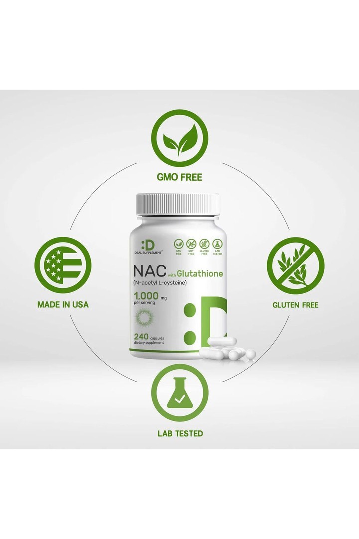 NA.C Supplement (N-Acetyl Cysteine) with Reduced Glutathione, 240 Capsules