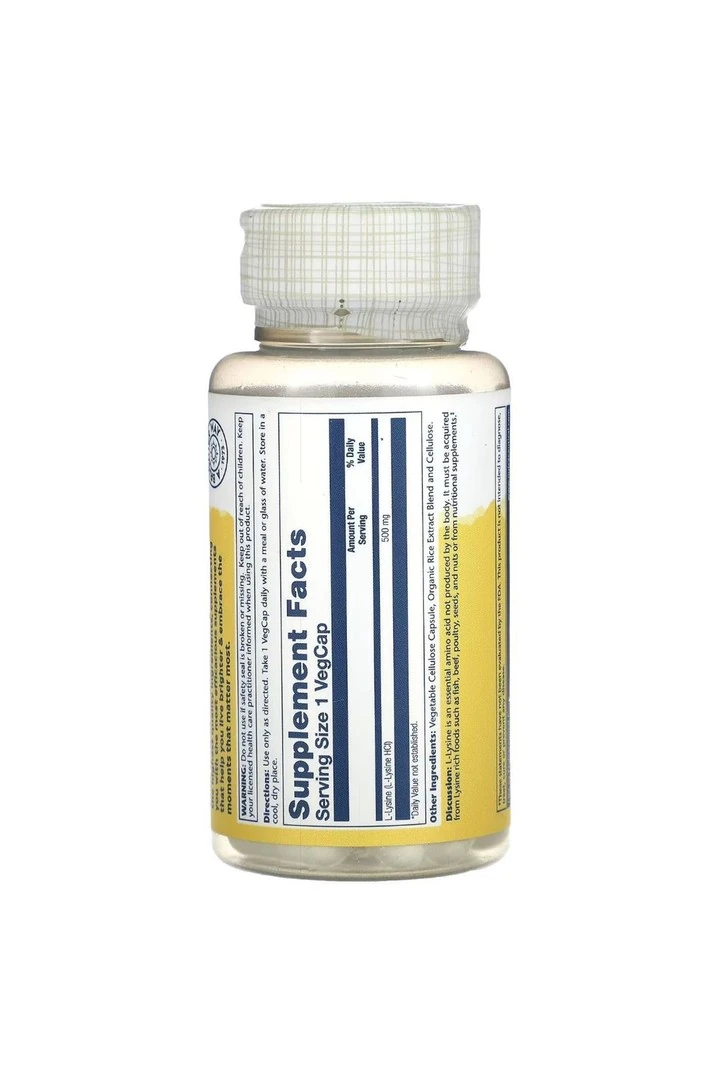 Solaray, L-Lysine, 500 Mg, 60 Veg Kapsül