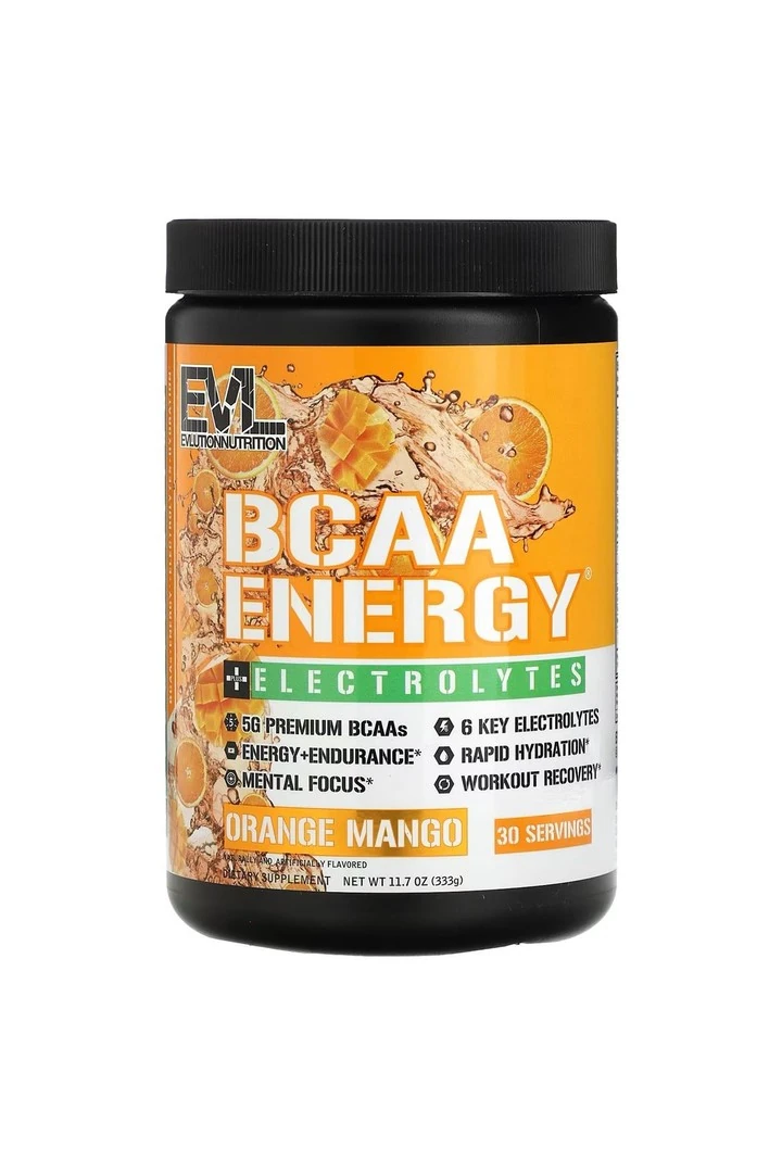 EVLution Nutrition, BCAA Energy Plus Elektrolitler, Portakal Mango, 11,7 oz (333 g)