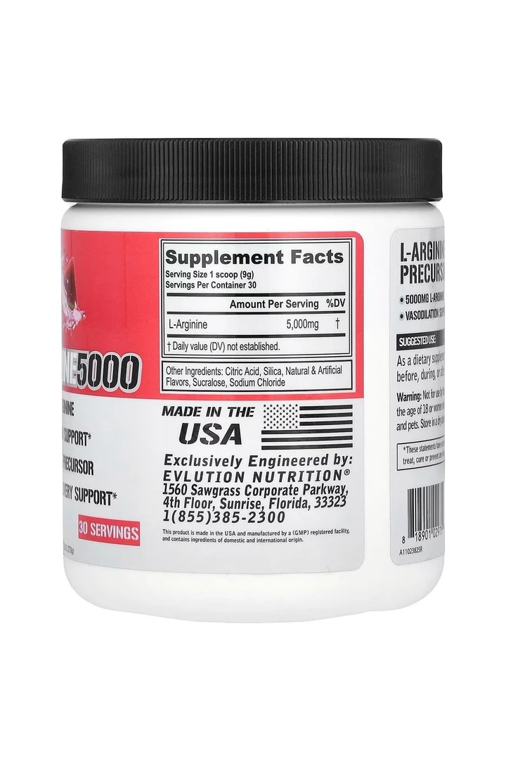 EVLution Nutrition, L-Arginin 5000, Karpuz, 9,52 oz (270 g)