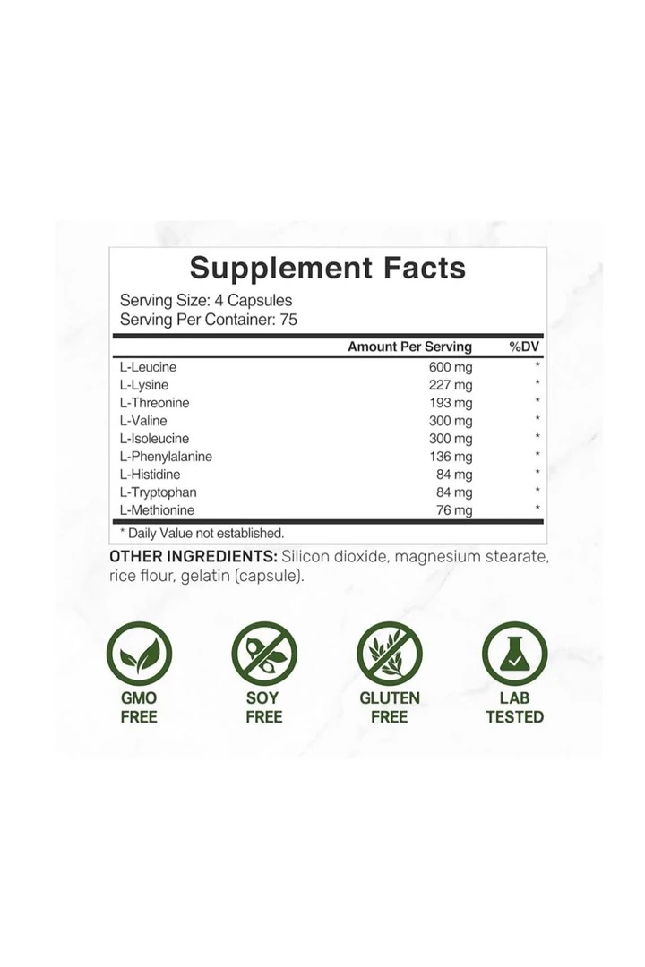 DEAL SUPPLEMENT Essential Amino Acids (EAA) – 9 in 1, All BCAAs 2.000 Mg- 300 Capsules
