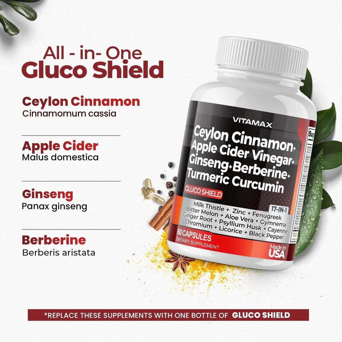 Ceylon Cinnamon Apple Cider Vinegar 60 Kapsül