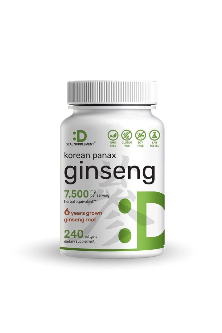 DEAL SUPPLEMENT Korean Red Panax Ginseng Root Extract, 7.500 Mg 240 Softgels