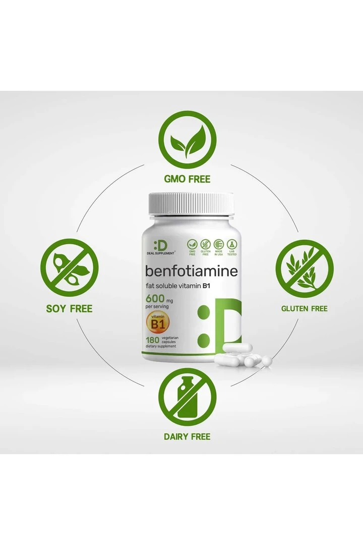 Benfotiamine B1 Thiamine 600 Mg- 180 Veg Capsules