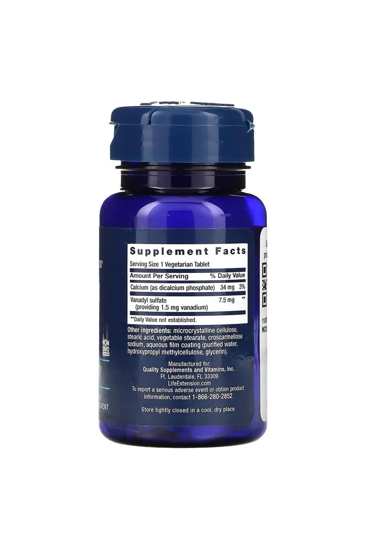 Vanadyl Sülfat, 7,5 mg, 100 Vejetaryen Tablet