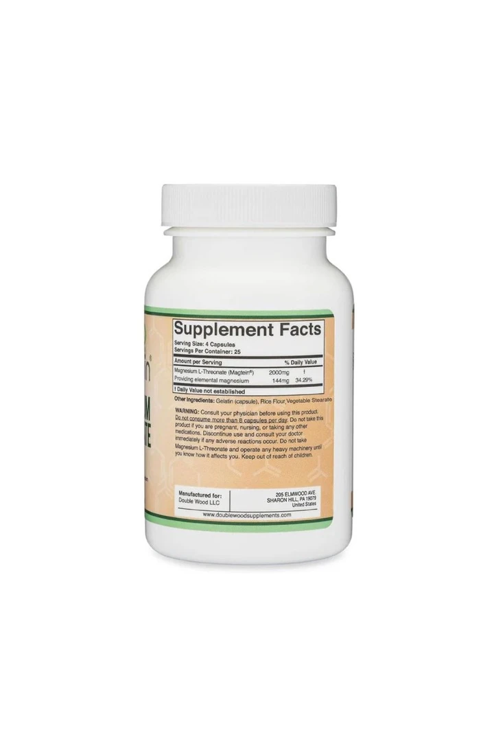 Double Wood Magtein Magnesium L-Threonate - 2000 Mg 100 Kapsül