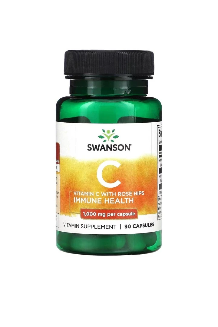 Swanson, Vitamin C with Rose Hips, 30 Kapsül