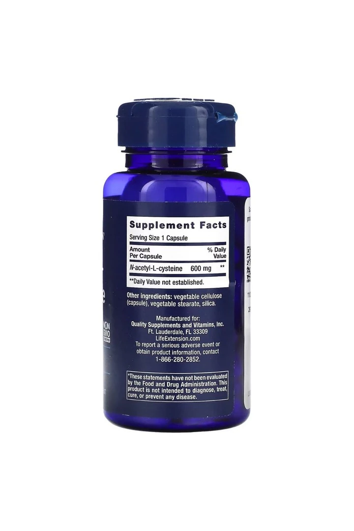 Life Extension, N-Acetyl-L-Cysteine, 600 Mg, 60 Kapsül