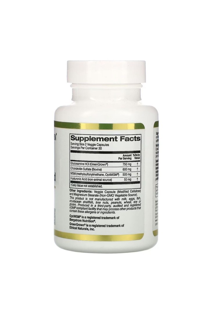 California Gold Nutrition, Glucosamine Chondroitin, MSM plus Hyaluronic Acid, 60 Veggie Kapsül