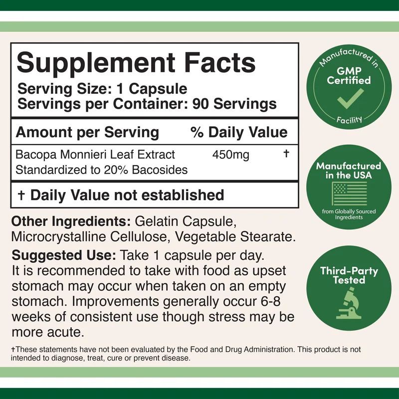 Bacopa Extract 450 mg 90 Kapsül