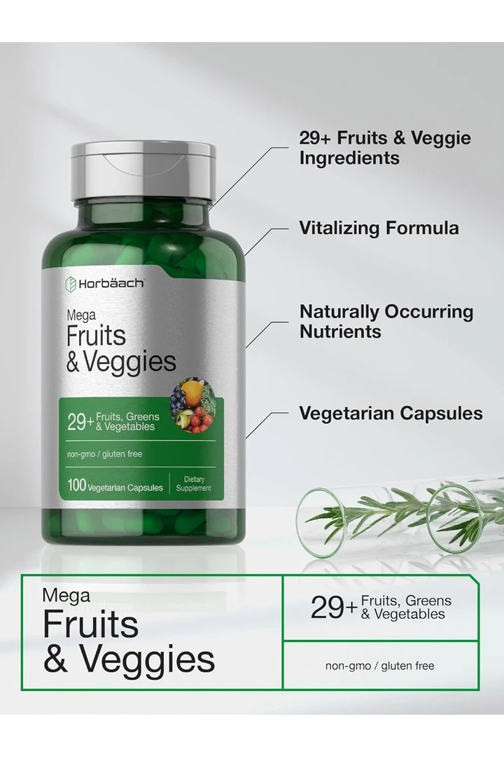 Horbäach Mega Fruits and Veggies Supplement | 100 Capsules - İthal