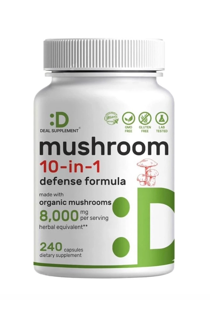 DEAL SUPPLEMENT Organic Mushroom 10 in 1 Defense Formula 8.000 Mg - 240 Capsules