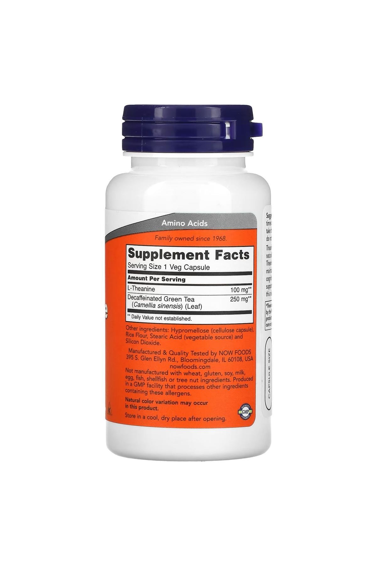 NOW Foods, L-Teanin, 100 mg, 90 Bitkisel Kapsül