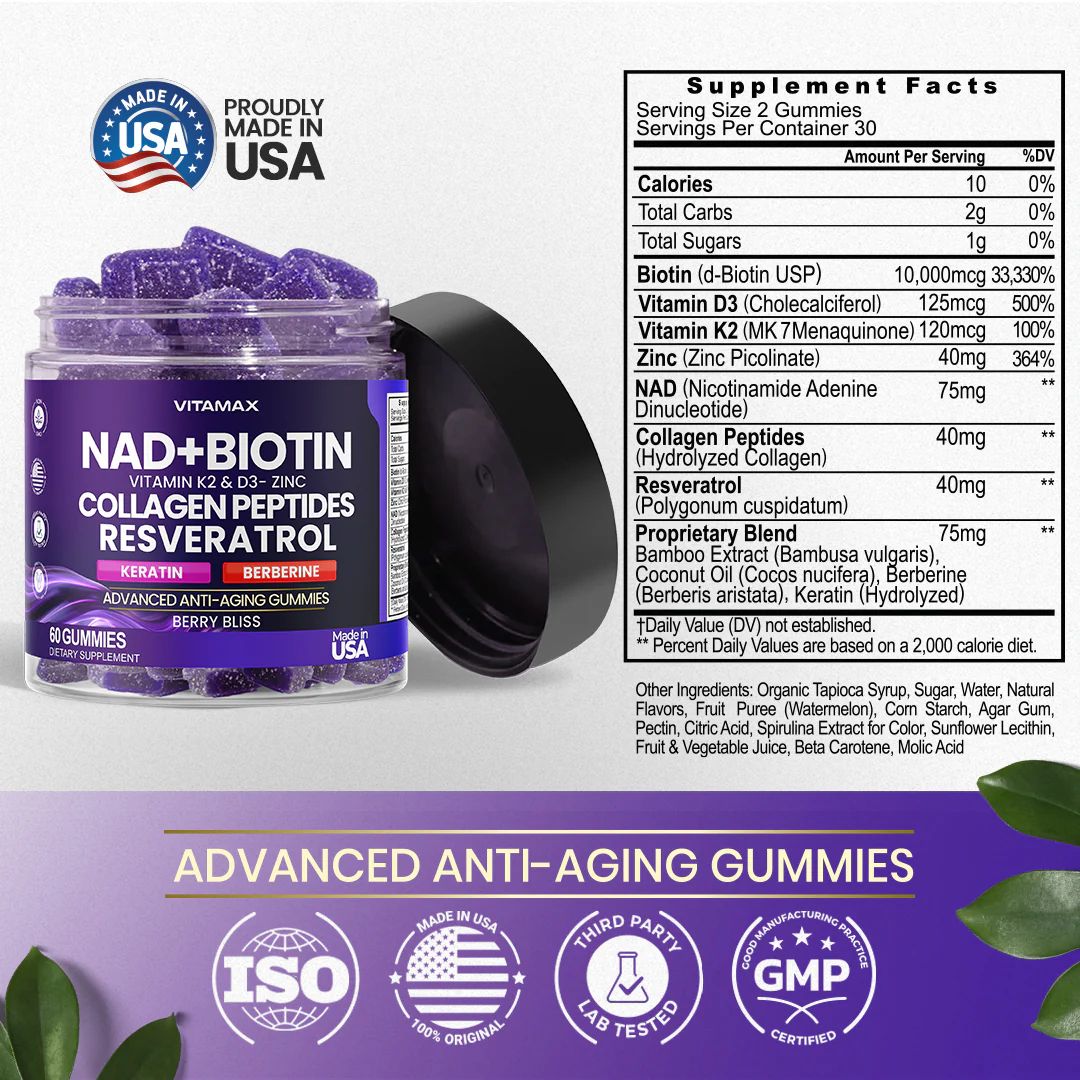 Nad + Biotin K2 & D3 60 Gummies