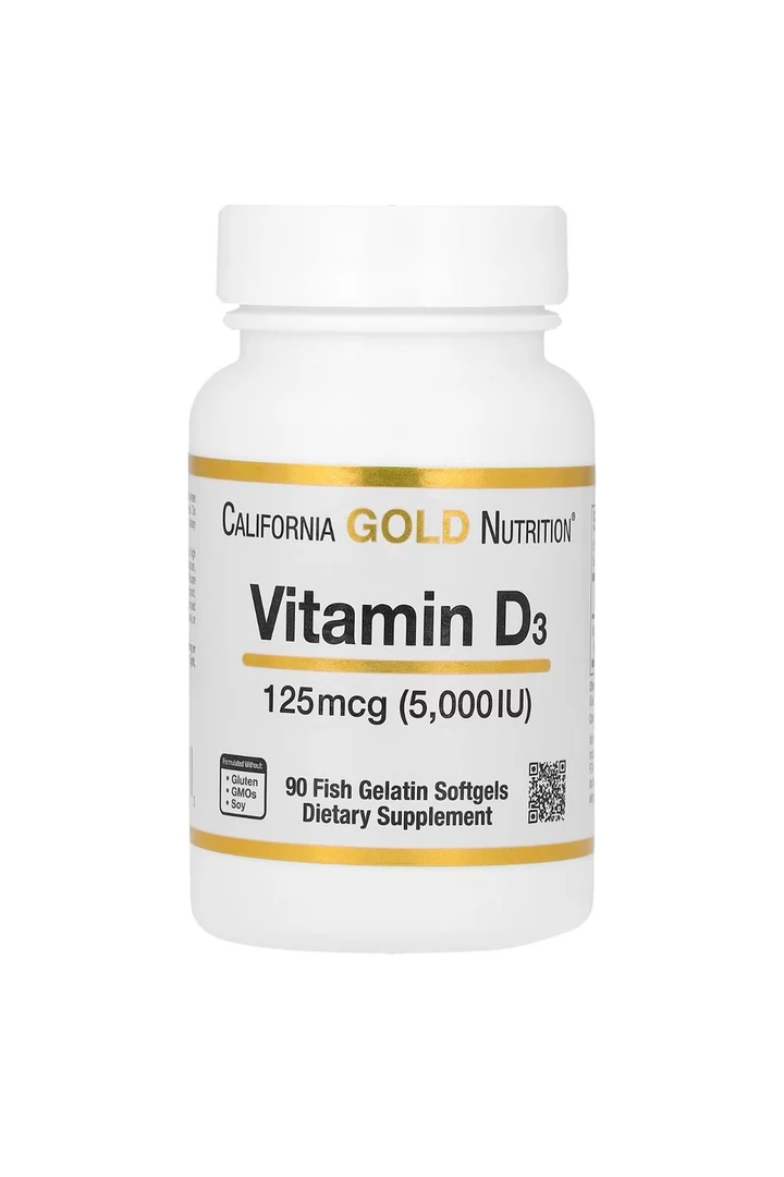 California Gold Nutrition, Vitamin D3, 125 mcg (5,000 IU), 90 Fish Gelatin Softgels