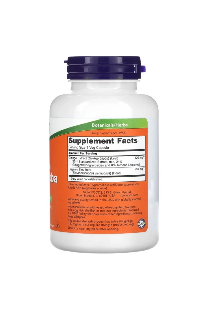 Now Foods Ginkgo Biloba Double Strength 120 Mg 200 Veg Kapsül