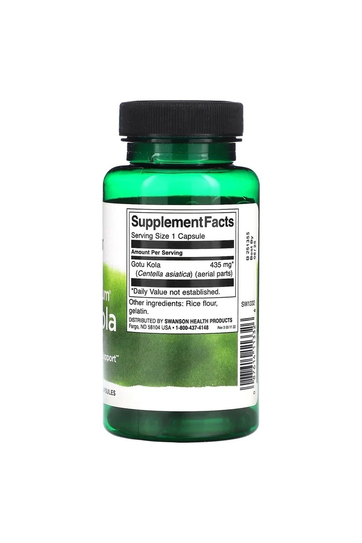Swanson, Full Spektrumlu Gotu Kola, 435 mg, 60 Kapsül